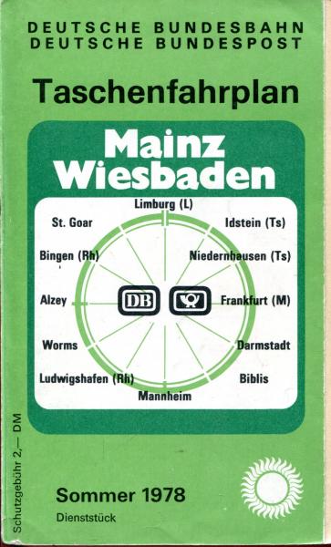 Taschenfahrplan Mainz Wiesbaden 1978