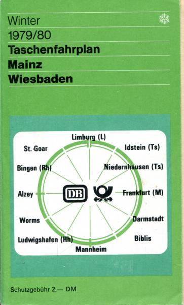 Taschenfahrplan Mainz Wiesbaden 1979 / 1980