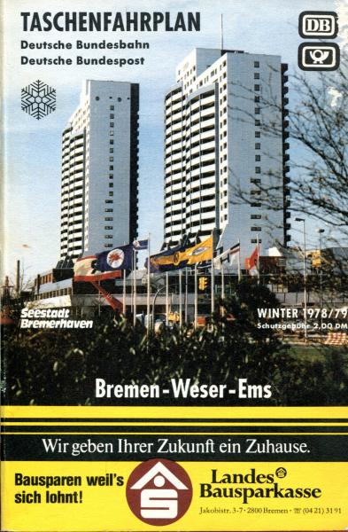 Taschenfahrplan Bremen Weser Ems 1978 / 1979