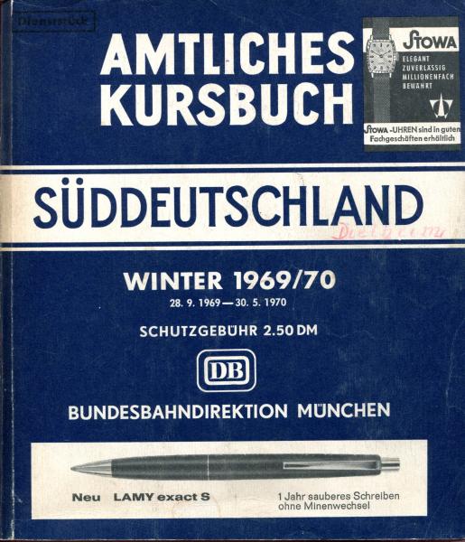 Kursbuch Süddeutschland 1969 / 1970
