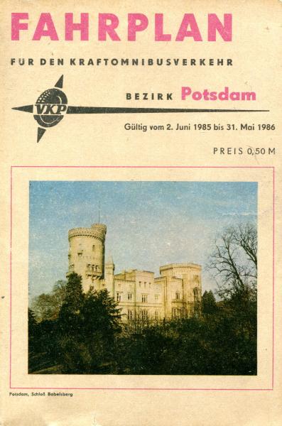 Fahrplan Kraftomnibusverkehr Bezirk Potsdam 1985 / 1986