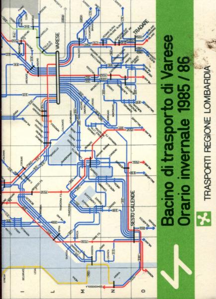 Fahrplan Bacino di transporto di varese Orario invernale 1985 / 1986 Regione Lombardia