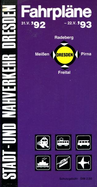 Fahrpläne Stadt- und Nahverkehr Dresden 1992 / 1993