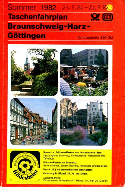 Taschenfahrplan Braunschweig Harz Göttingen1982