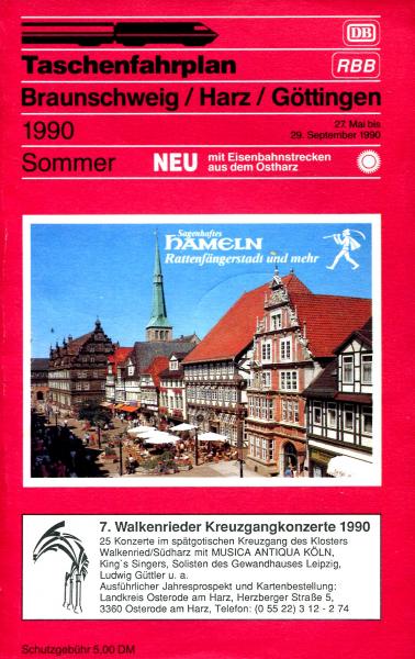 Taschenfahrplan Braunschweig Harz Göttingen 1990