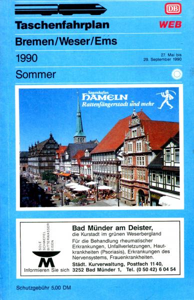 Taschenfahrplan Bremen Weser Ems 1990