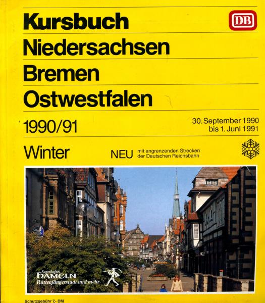 Kursbuch Niedersachsen Bremen Ostwestfalen 1990 / 1991