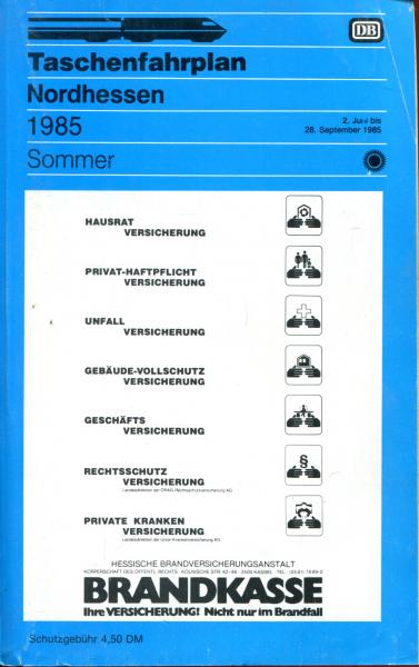 Taschenfahrplan Nordhessen 1985