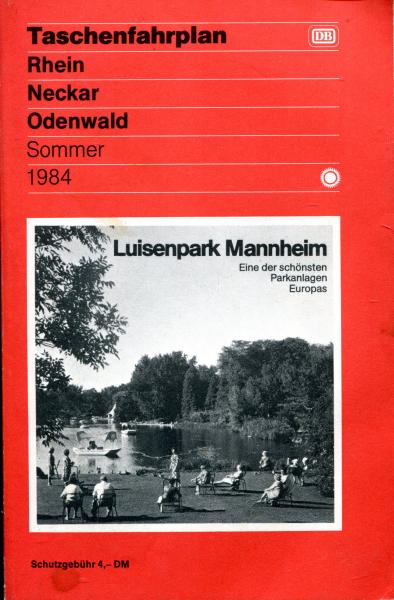 Taschenfahrplan Rhein Neckar Odenwald 1984