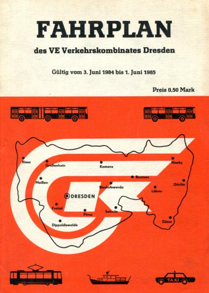 Fahrplan Verkehrskombinat Dresden 1984 / 1985