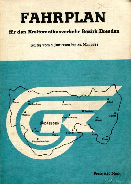 Fahrplan Verkehrskombinat Dresden 1980 / 1981