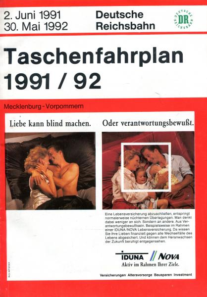 Taschenfahrplan Mecklenburg-Vorpommern 1991 / 1992