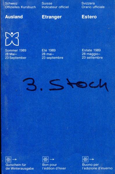Kursbuch Schweiz Auslandsverbindungen 1989