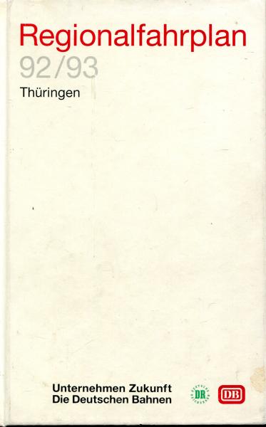 Regionalfahrplan Thüringen 1992 / 1993