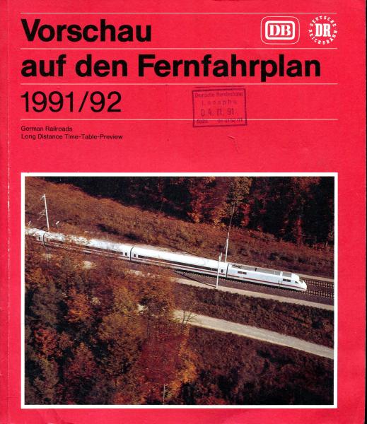 Vorschau auf den Fernfahrplan 1991 / 1992