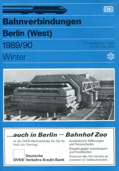 Bahnverbindungen Berlin (West) 1989 / 1990