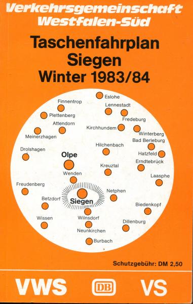 Fahrplan Verkehrsgemeinschaft Westfalen Süd Siegen 1983 / 1984