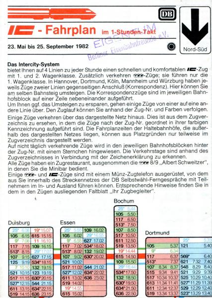 IC Fahrplan 1982