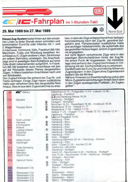 EC / IC Fahrplan 1988 / 1989