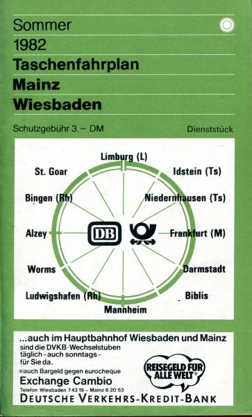 Taschenfahrplan Mainz Wiesbaden 1982