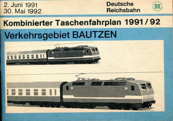 Kombinierter Taschenfahrplan Verkehrsgebiet Bautzen 1991 / 1992