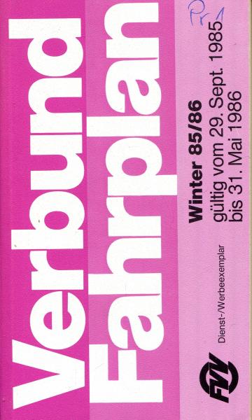 FVV Verbundfahrplan 1985 / 1986