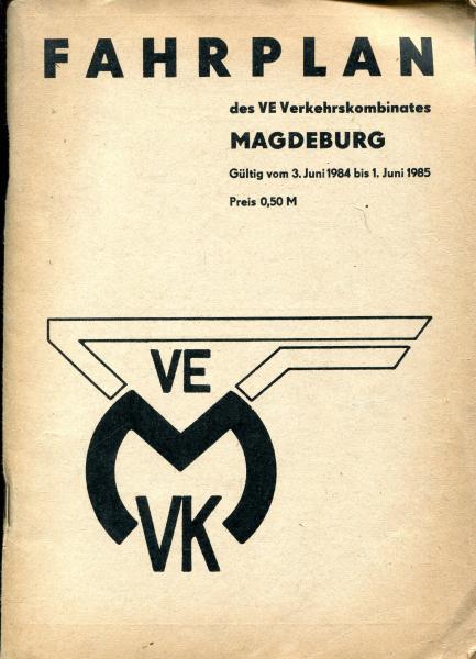 Fahrplan VE Verkehrskombinat Magdeburg 1984 / 1985