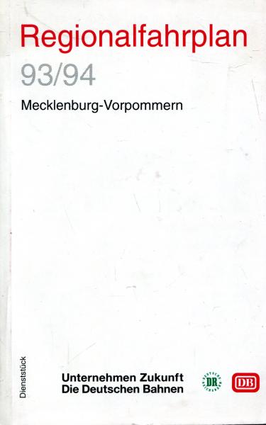 Regionalfahrplan Mecklenburg Vorpommern 1993 / 1994