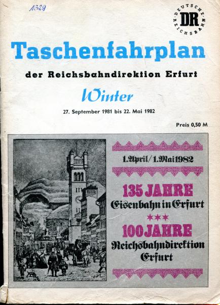 Taschenfahrplan Rbd Erfurt 1981 / 1982