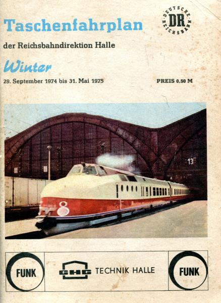 Taschenfahrplan Rbd Halle 1974 / 1975