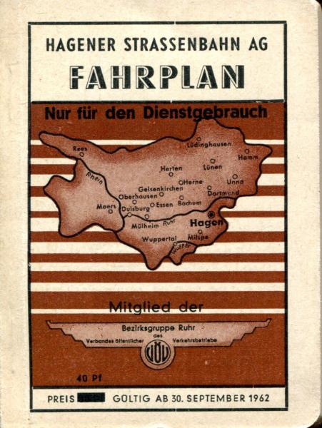 Fahrplan Hagener Straßenbahn 1962 ( ab September )