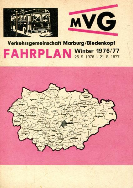 Fahrplan Verkehrsgemeinschaft Marburg / Biedenkopf 1976 / 1977