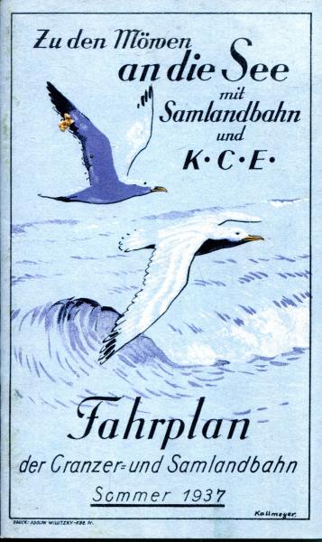 Reprint Fahrplan Cranzer- und Samlandbahn Sommer 1937