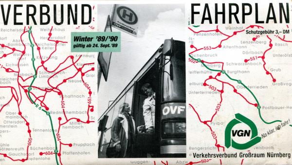 Fahrplan VGN Großraum Nürnberg 1989 / 1990