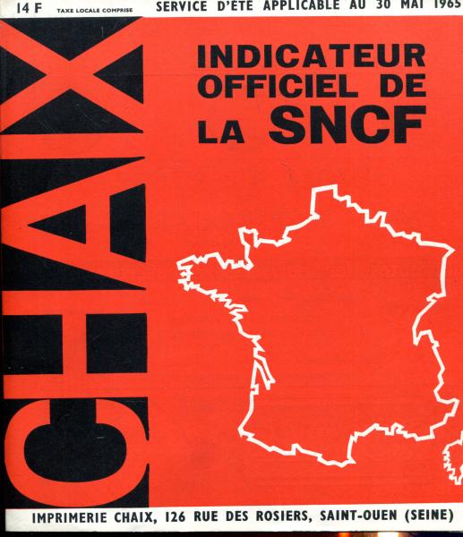 Kursbuch Frankreich SNCF  1965 Applicable au 30. Mai