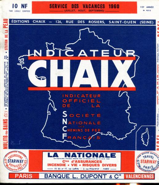 Kursbuch Frankreich SNCF Vacances 1960
