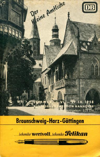 Taschenfahrplan Braunschweig – Harz – Göttingen 1958