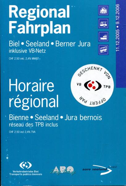 Regional Fahrplan Biel Seeland Berner Jura 2006