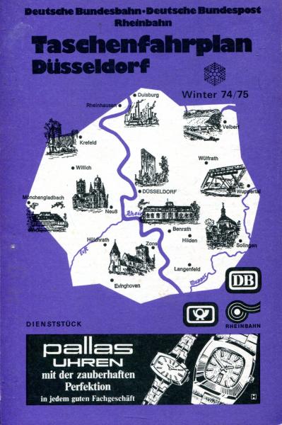 Taschenfahrplan Düsseldorf 1974 / 1975