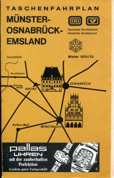 Taschenfahrplan Münster Osnabrück Emsland 1974 / 1975