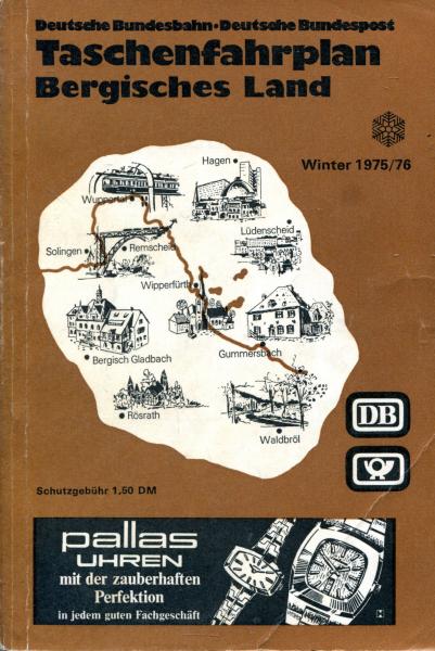 Taschenfahrplan Bergisches Land 1975 / 1976