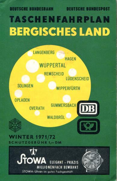 Taschenfahrplan Bergisches Land 1971 / 1972