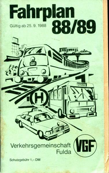 Fahrplan Verkehrsgemeinschaft Fulda 1988 / 1989