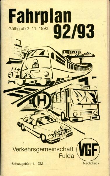 Fahrplan Verkehrsgemeinschaft Fulda 1992 / 1993