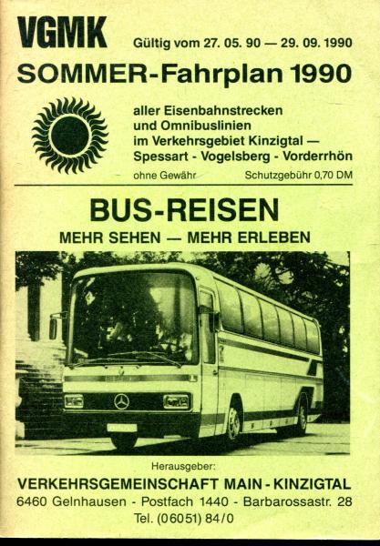 Fahrplan Kinzigtal Spessart Vogelsberg Vorderrhön 1990