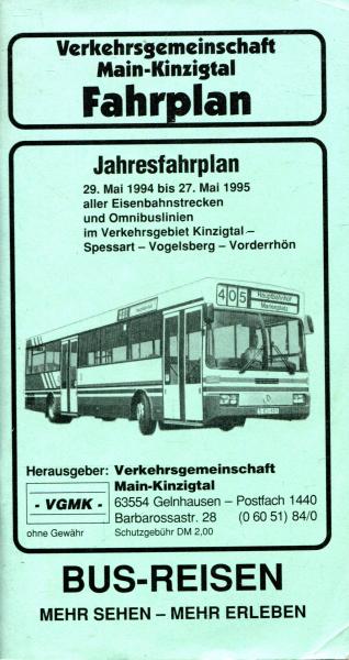 Fahrplan Verkehrsgemeinschaft Main Kinzigtal 1994 / 1995