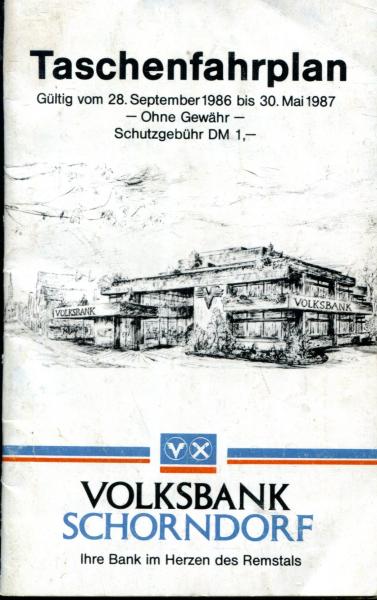 Taschenfahrplan Schorndorf 1986 / 1987