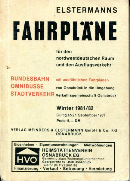 Elstermanns Fahrpläne Osnabrück und Umgebung 1981 / 1982