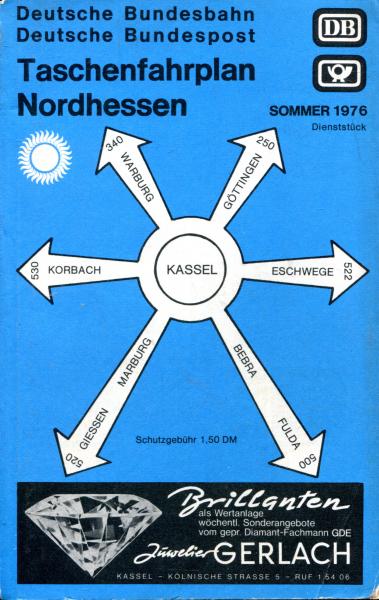 Taschenfahrplan Nordhessen 1976
