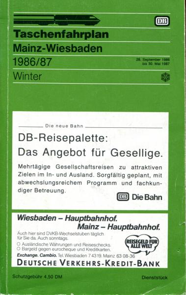Taschenfahrplan Mainz Wiesbaden 1986 / 1987